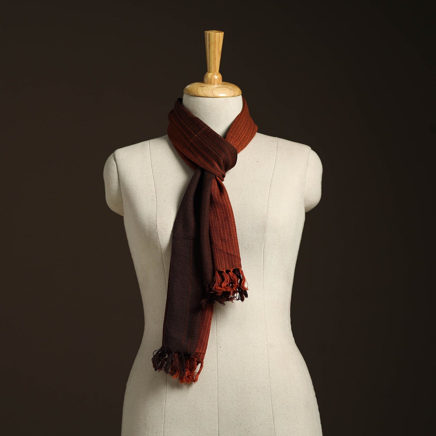 Brown - kumaun handwoven merino wool scarf 125 - handcrafted