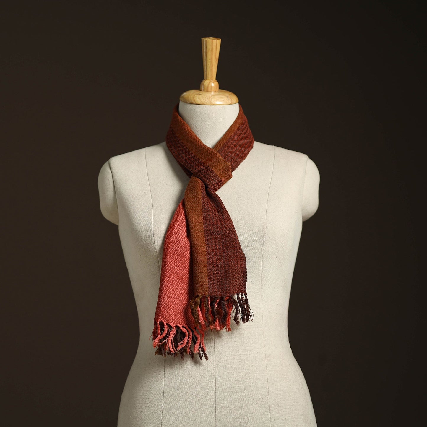 Brown - kumaun handwoven merino wool scarf 147 - handcrafted