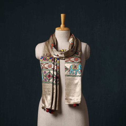 Kutch aari hand embroidery mashru silk stole 47