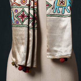 Kutch aari hand embroidery mashru silk stole 47