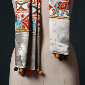 Kutch aari hand embroidery mashru silk stole 51