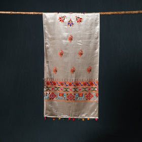 Kutch aari hand embroidery mashru silk stole 51