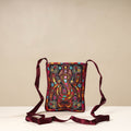 Brown - kutch ahir embroidery mashru silk sling bag