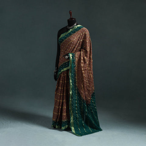 Kutch bandhani tie-dye cotton saree with blouse piece 14