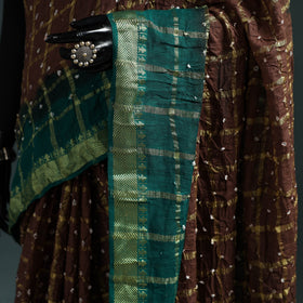 Kutch bandhani tie-dye cotton saree with blouse piece 17