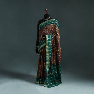 Kutch bandhani tie-dye cotton saree with blouse piece 17