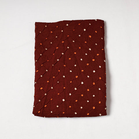 Brown Kutch Bandhani Tie-Dye Mul Cotton Precut Fabric 