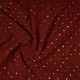 Brown Kutch Bandhani Tie-Dye Mul Cotton Precut Fabric 