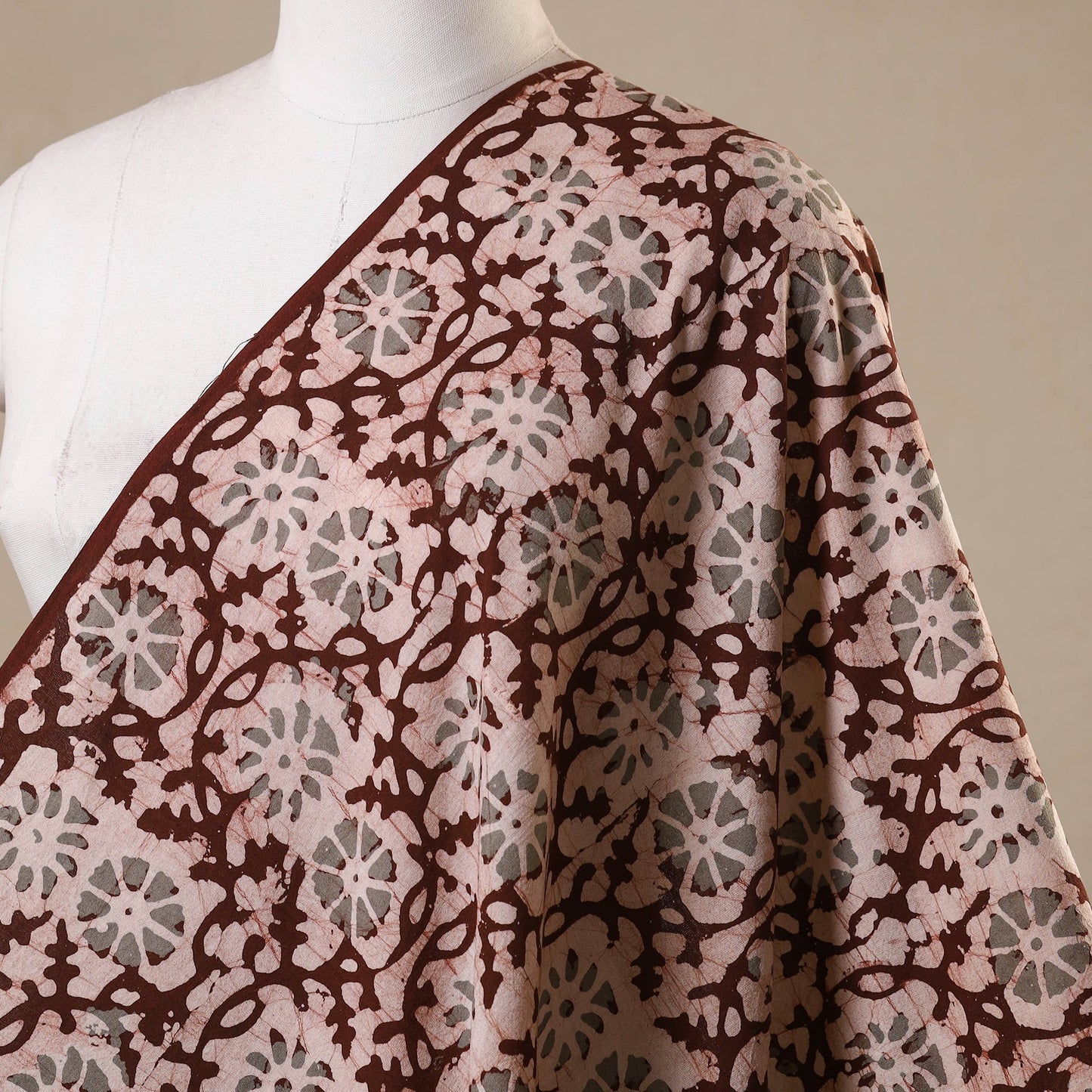 Brown - kutch batik cotton fabric 02 - handcrafted