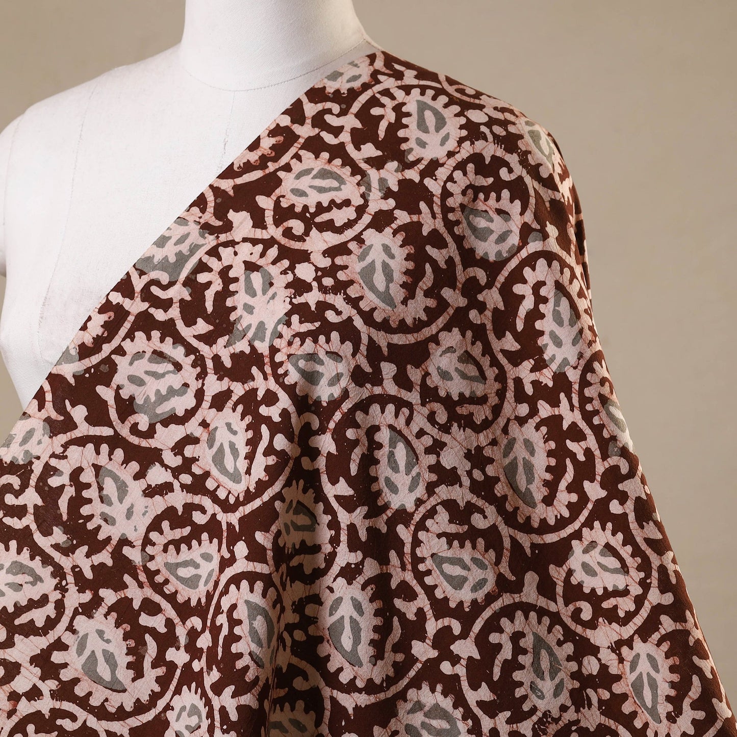 Brown - kutch batik cotton fabric 03 - handcrafted