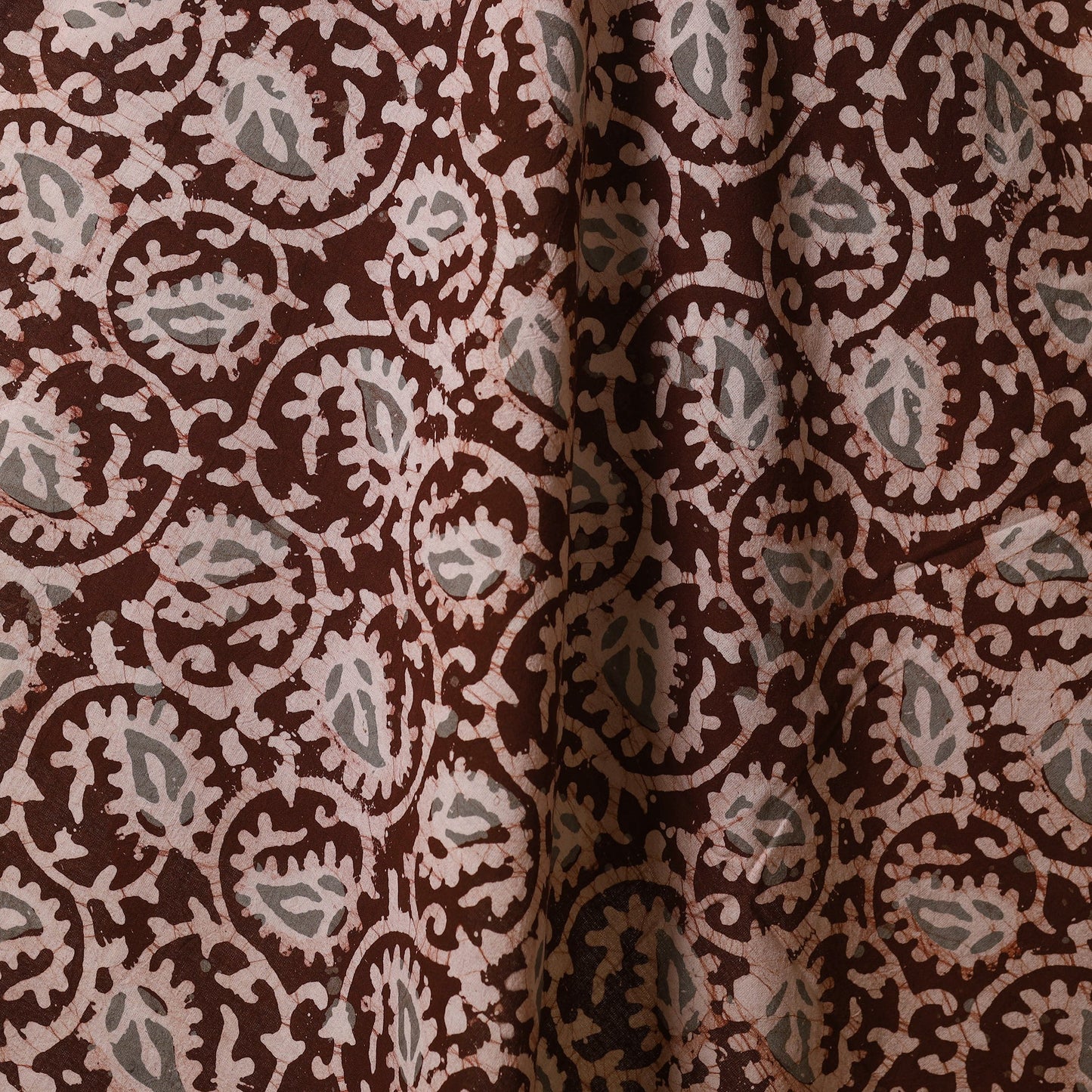 Brown - kutch batik cotton fabric 03 - handcrafted