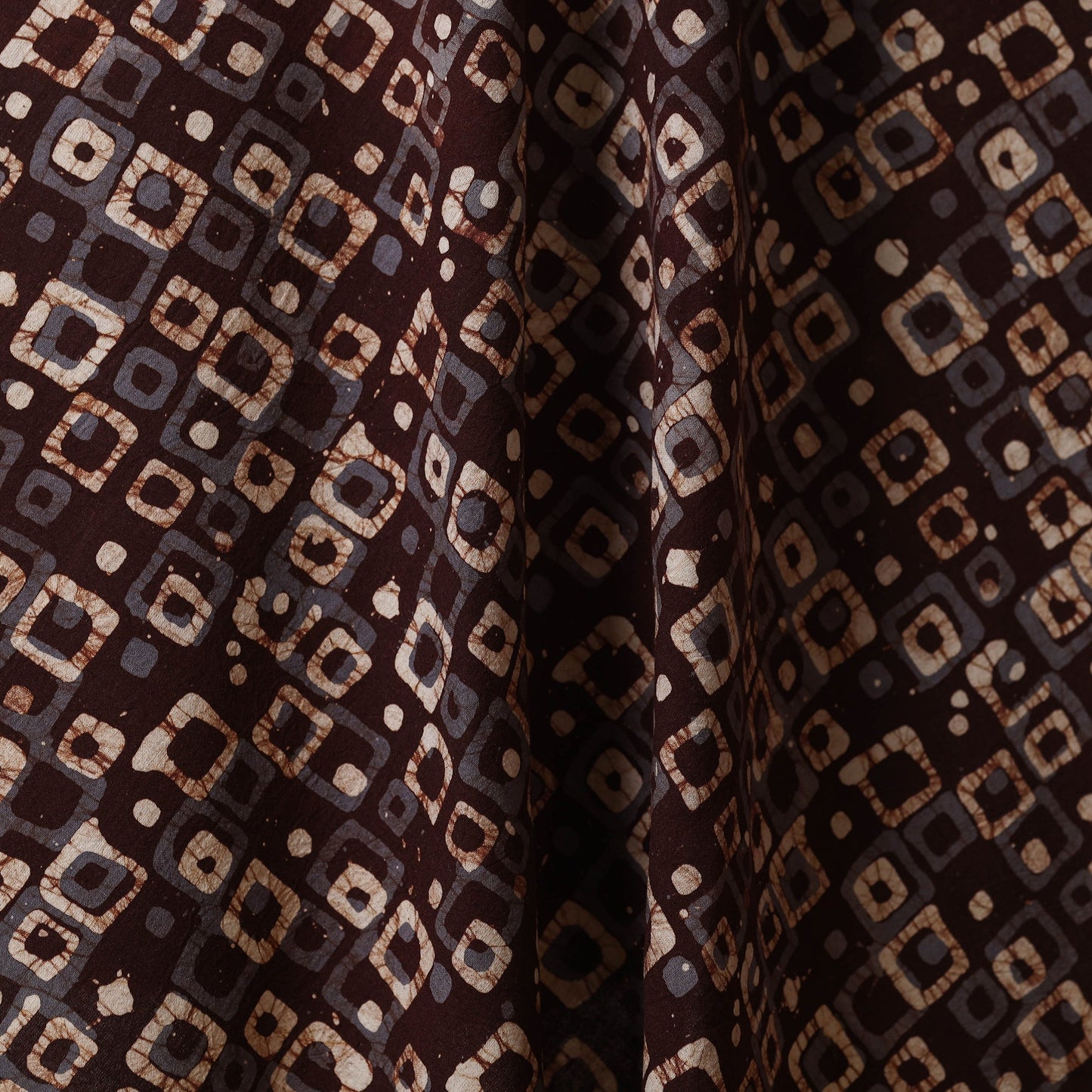 Brown - kutch batik cotton fabric 09 - handcrafted