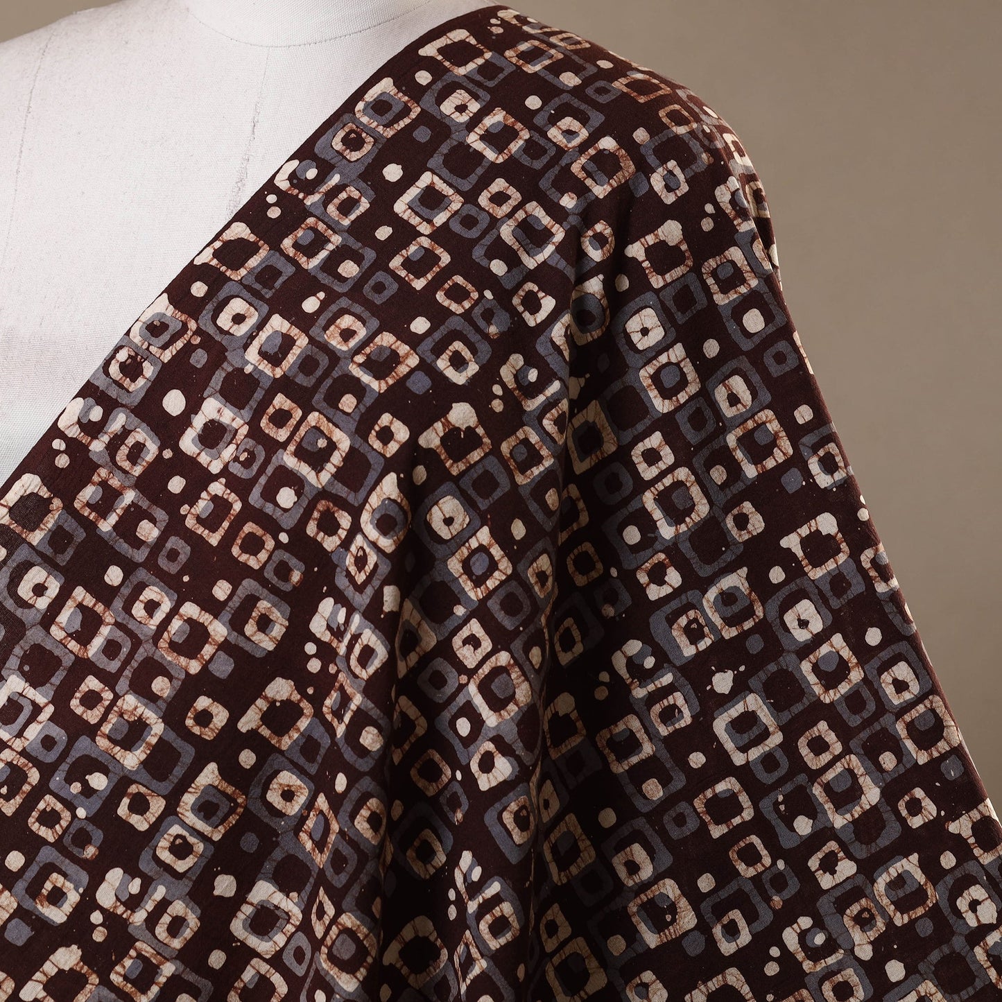 Brown - kutch batik cotton fabric 09 - handcrafted