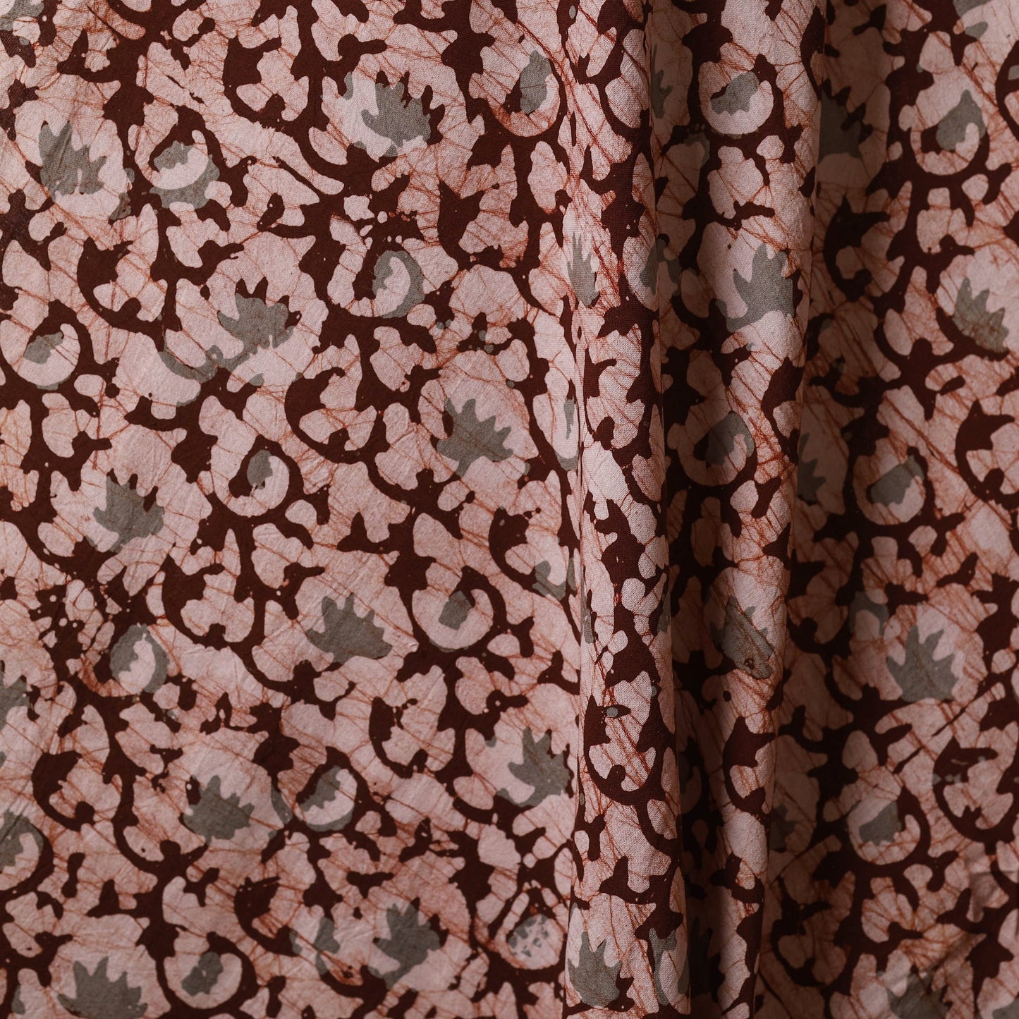 Brown - kutch batik cotton fabric 10 - handcrafted