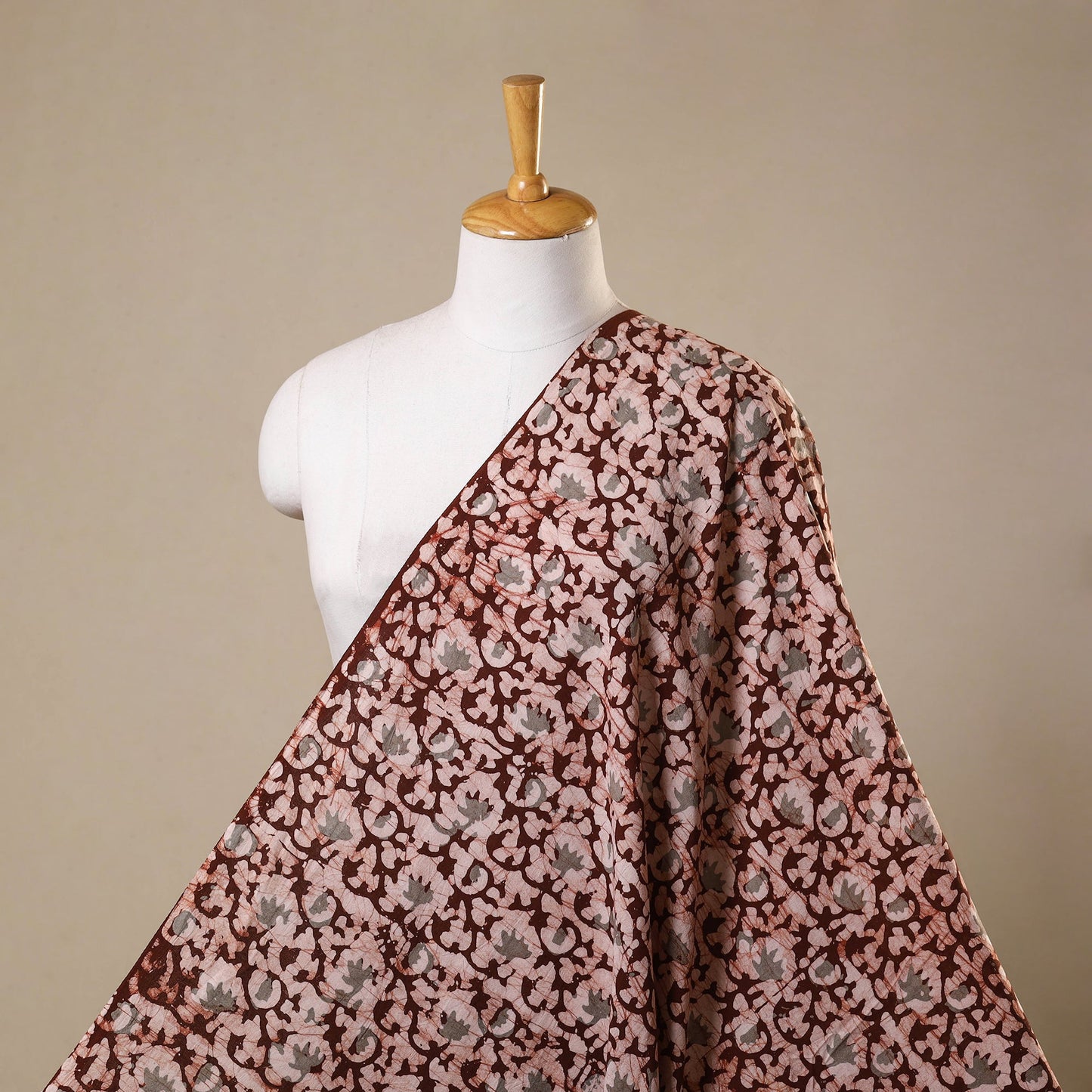 Brown - kutch batik cotton fabric 10 - handcrafted