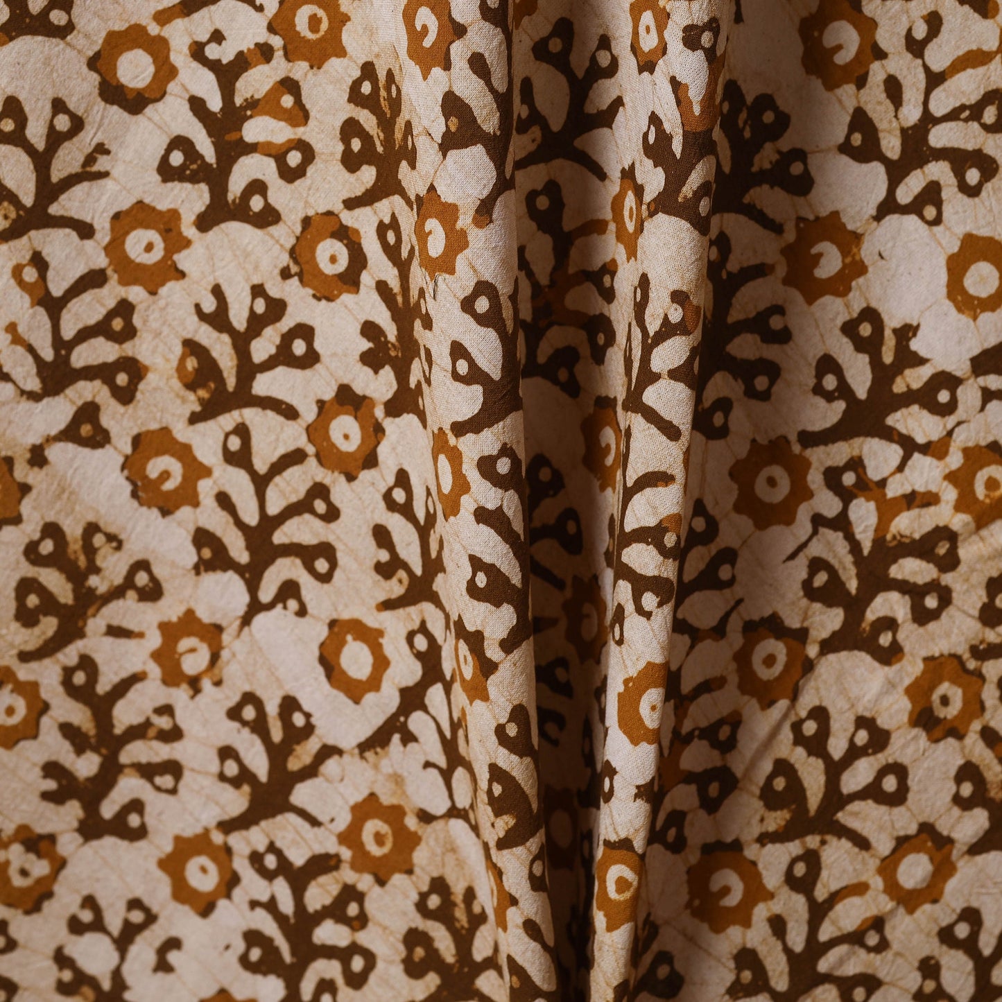 Brown - kutch batik cotton fabric 11 - handcrafted