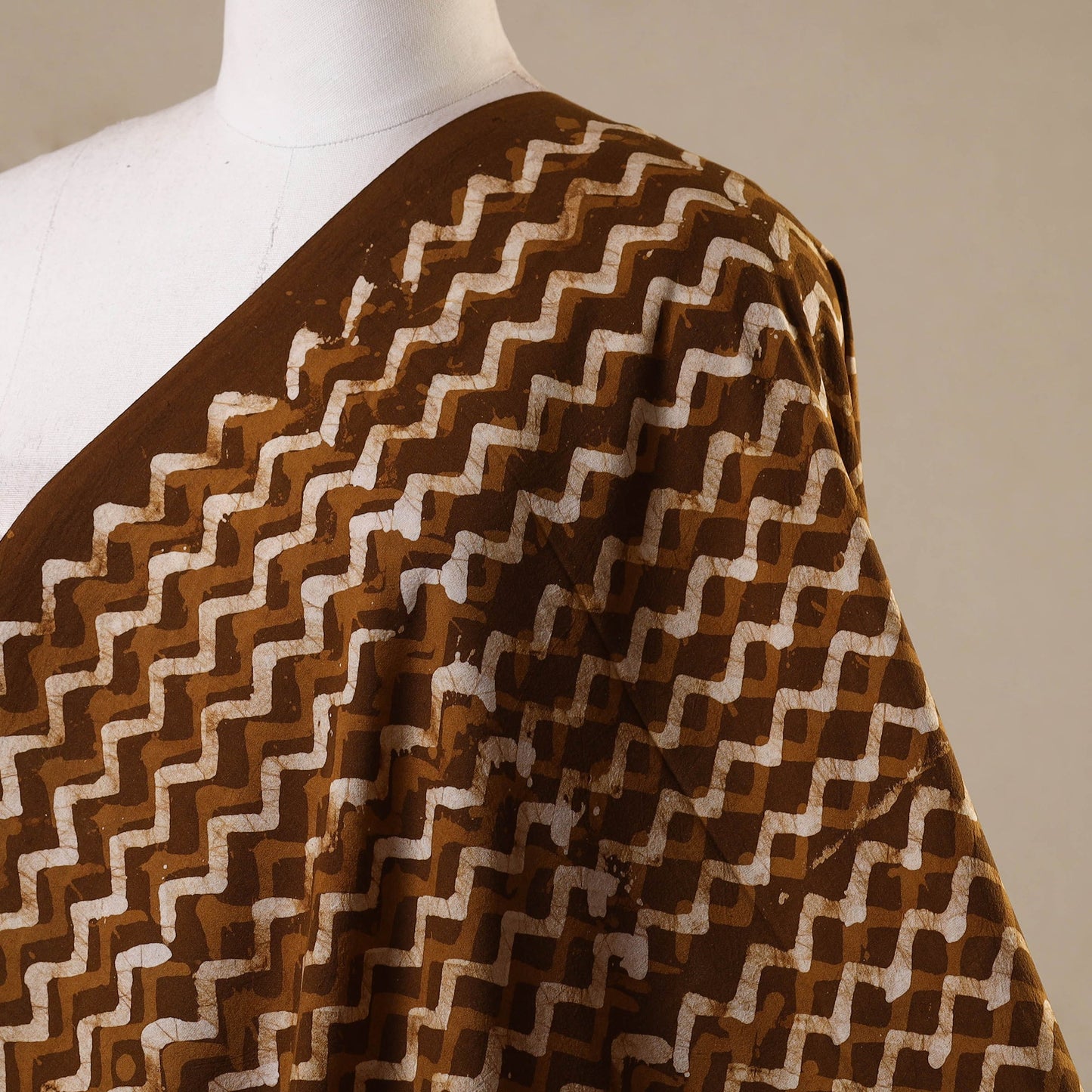 Brown - kutch batik cotton fabric 12 - handcrafted