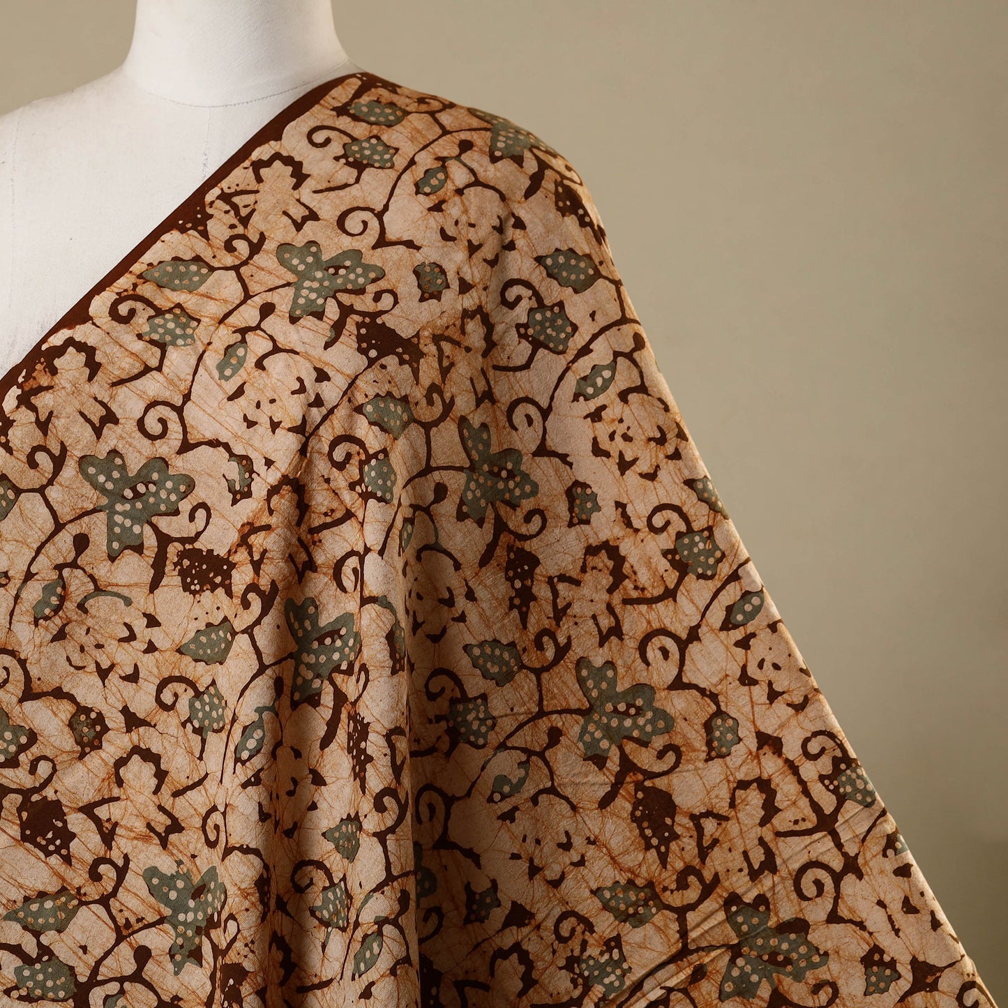 Brown - kutch batik cotton fabric 43 - handcrafted