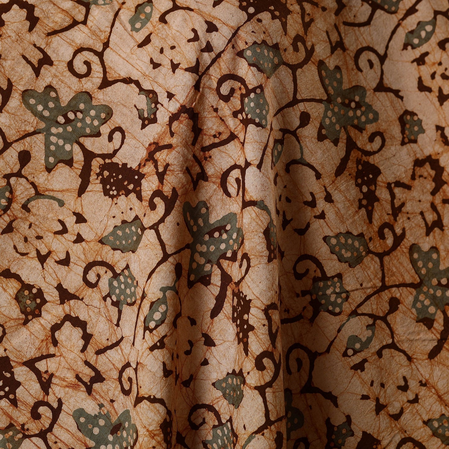 Brown - kutch batik cotton fabric 43 - handcrafted