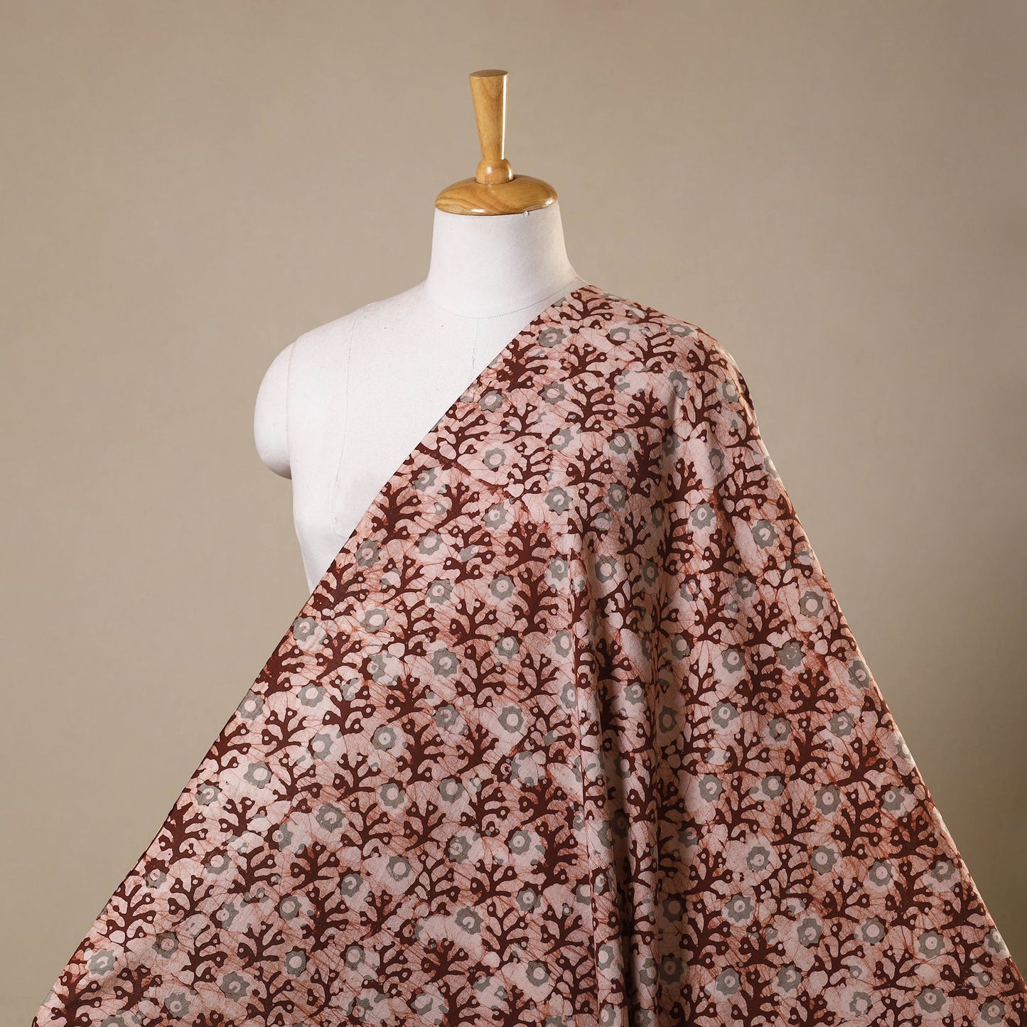 Brown - kutch batik cotton fabric 44 - handcrafted