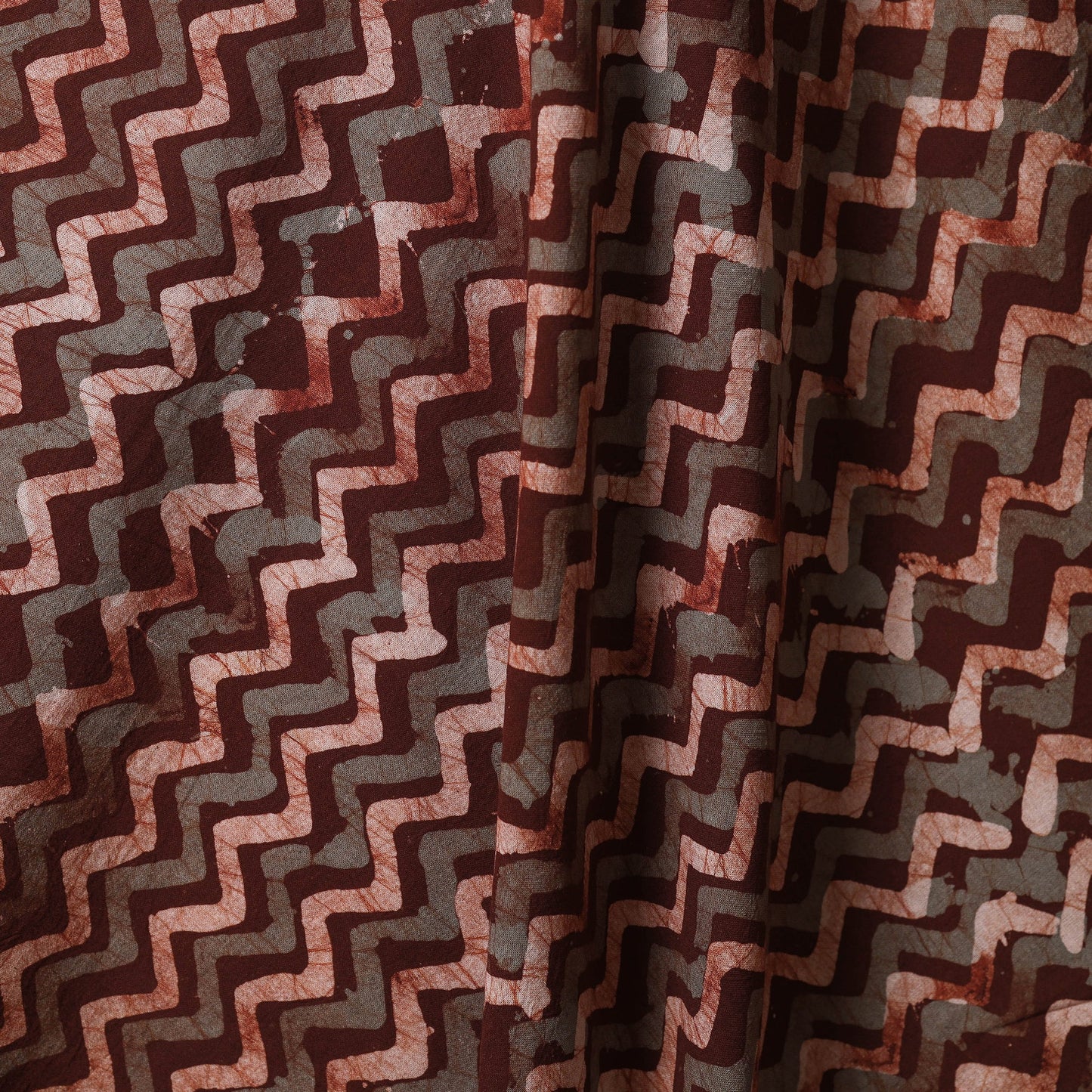 Brown - kutch batik cotton fabric 45 - handcrafted