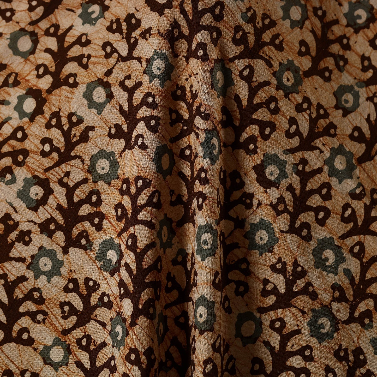 Brown - kutch batik cotton fabric 48 - handcrafted