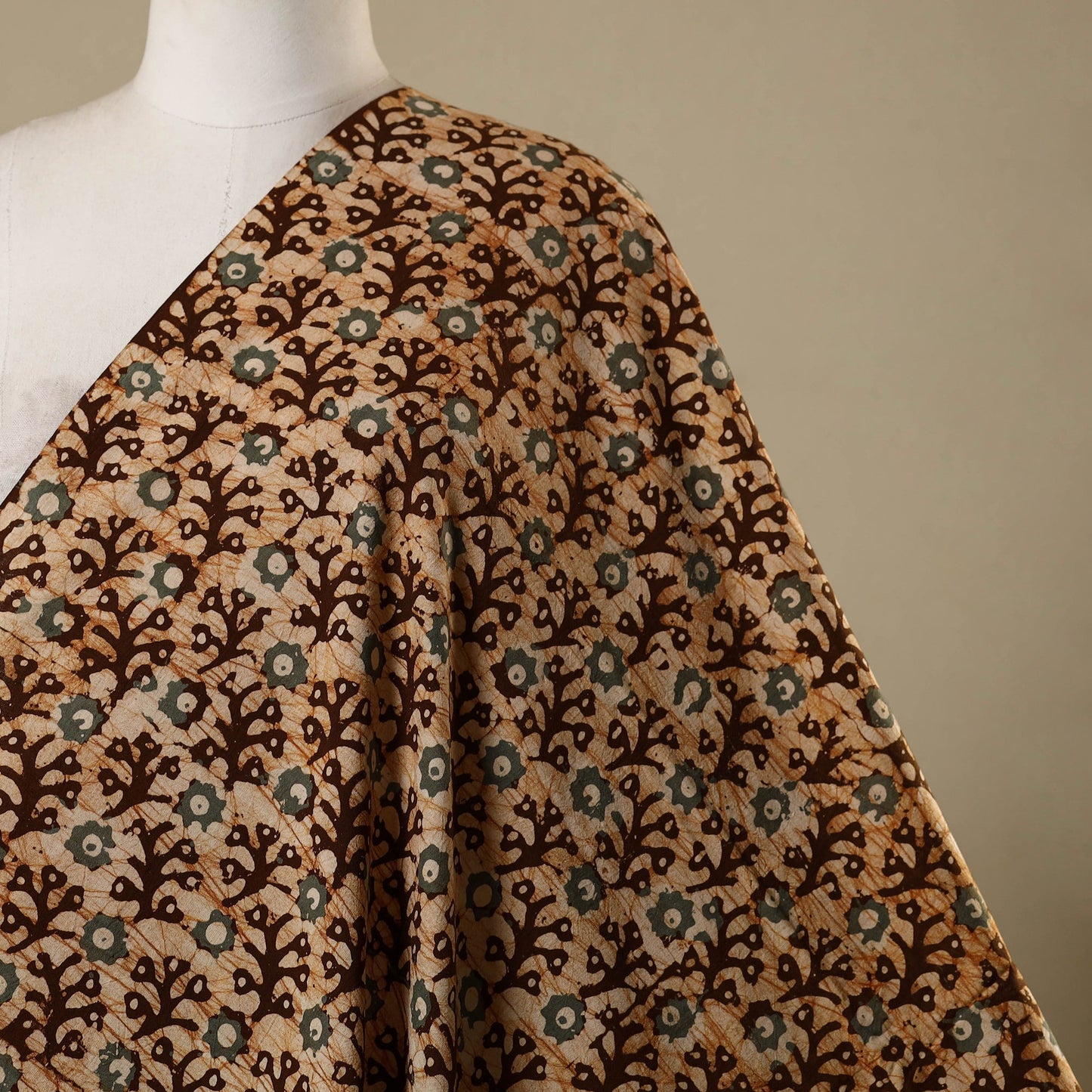 Brown - kutch batik cotton fabric 48 - handcrafted