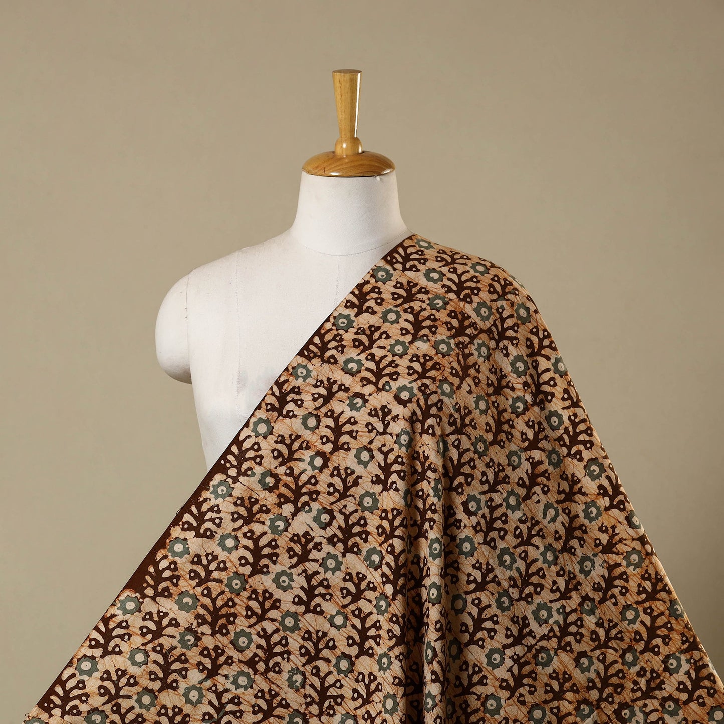 Brown - kutch batik cotton fabric 48 - handcrafted