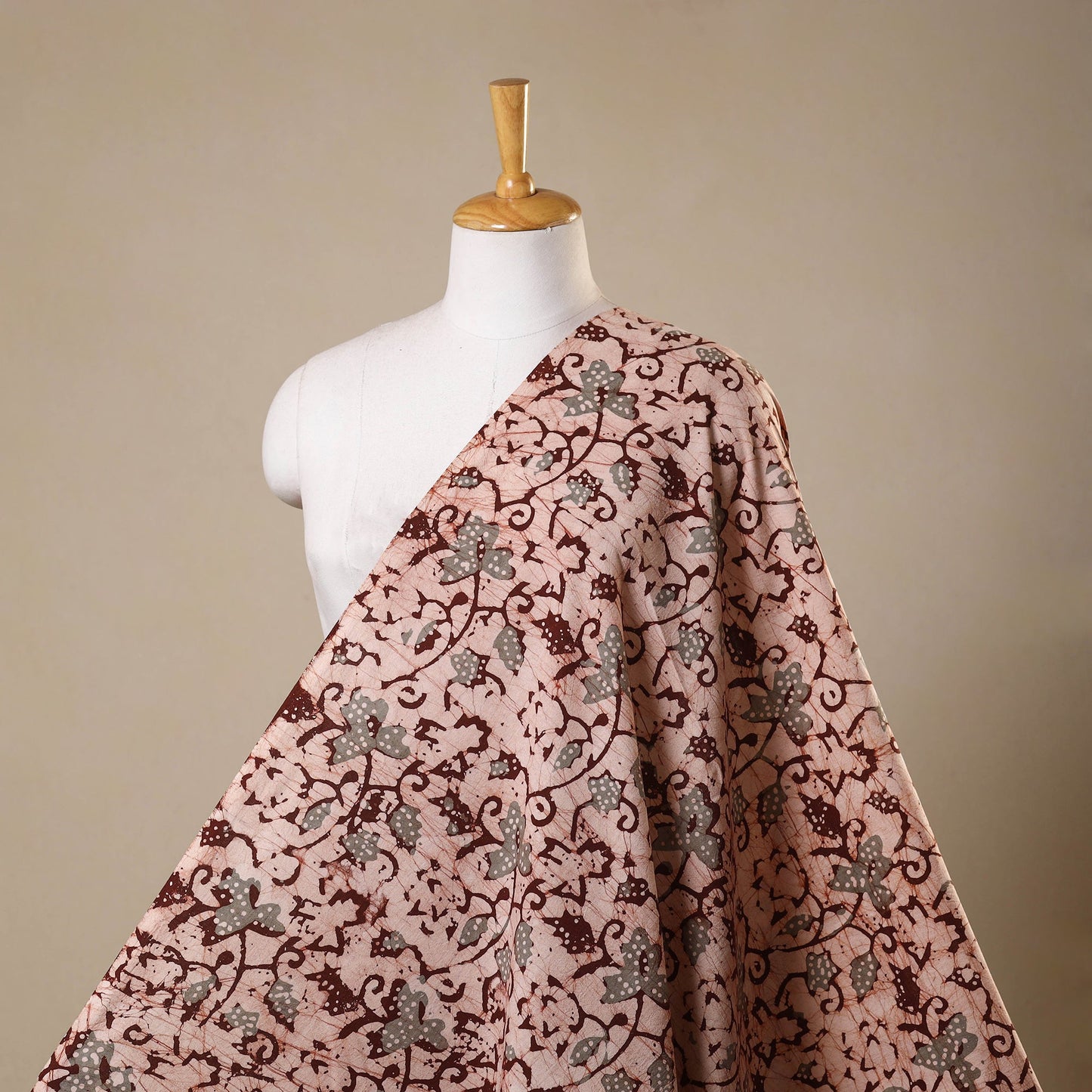 Brown - kutch batik cotton fabric 54 - handcrafted