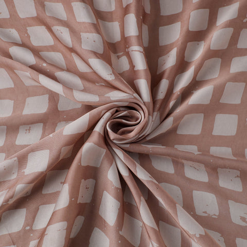Brown - kutch batik modal silk fabric 05 - handcrafted