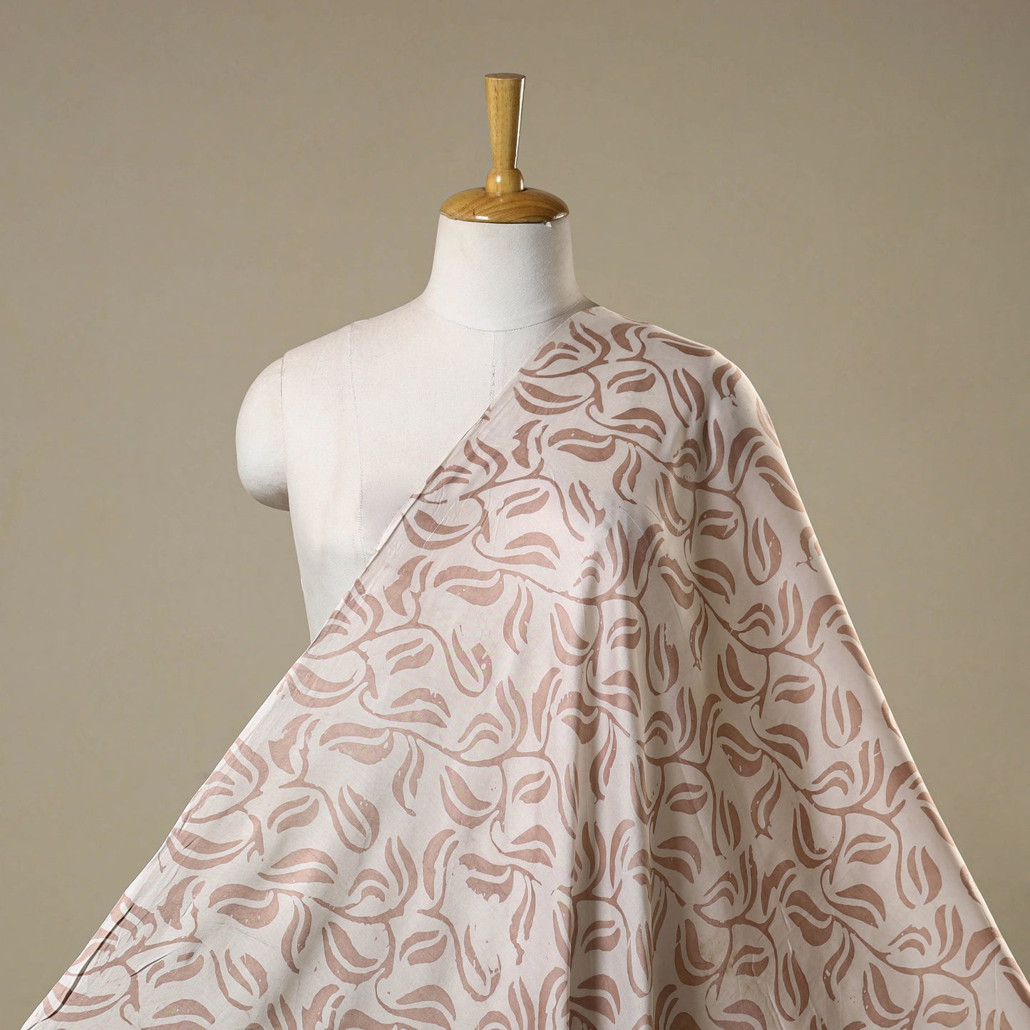 Brown - kutch batik modal silk fabric 15 - handcrafted