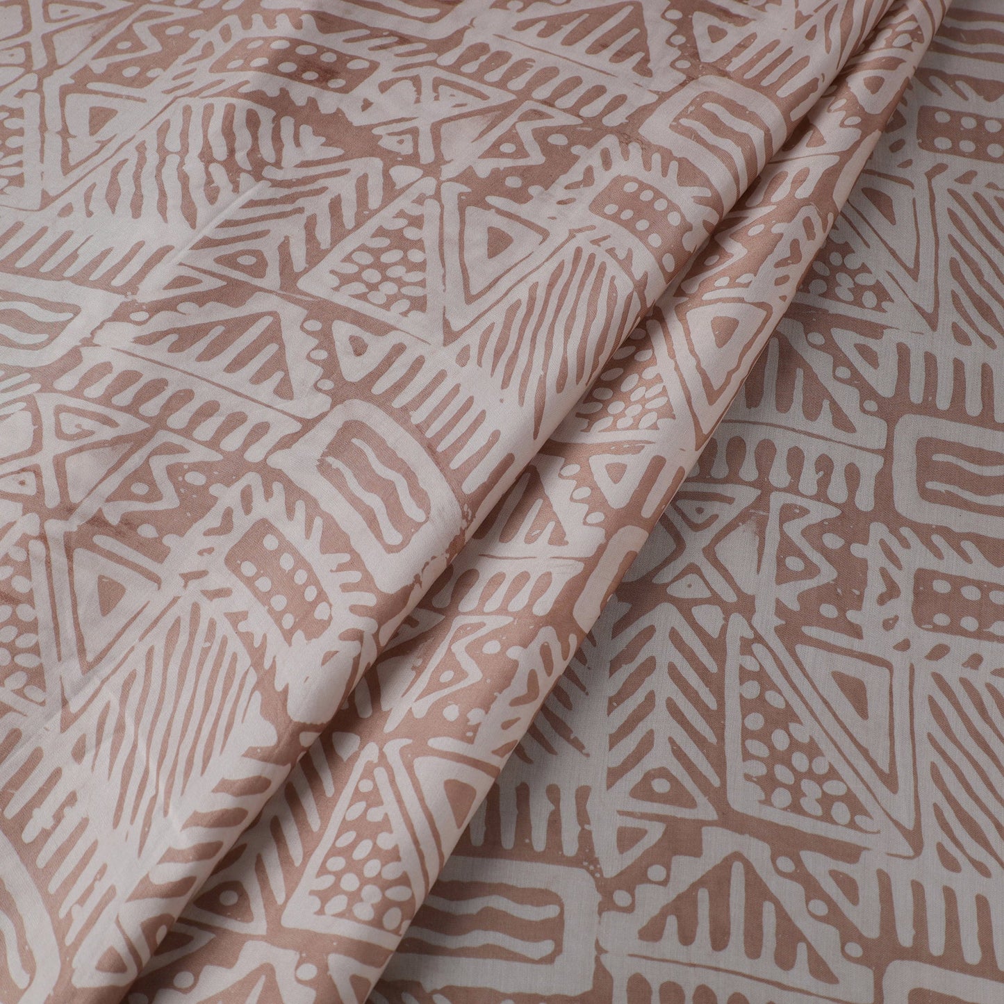 Brown - kutch batik modal silk fabric 21 - handcrafted