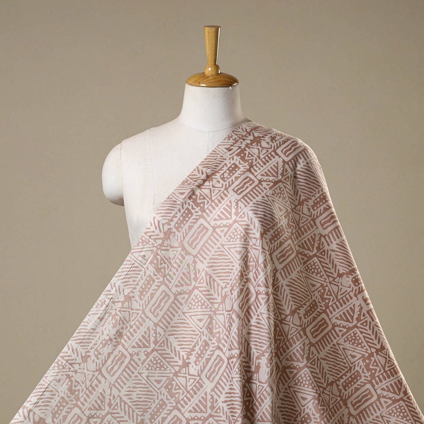 Brown - kutch batik modal silk fabric 21 - handcrafted