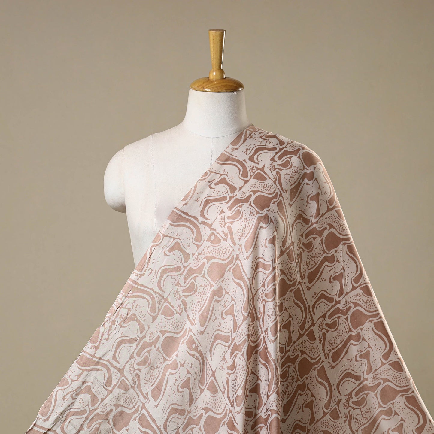 Brown - kutch batik modal silk fabric 29 - handcrafted