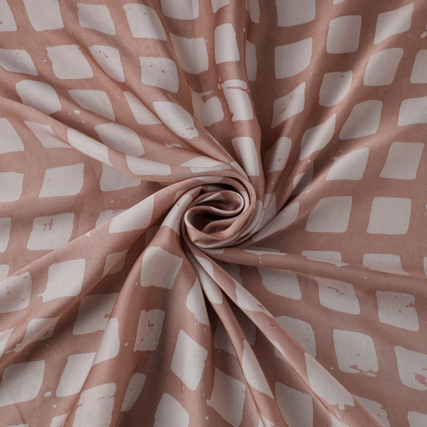 Brown - kutch batik modal silk fabric 05 - handcrafted