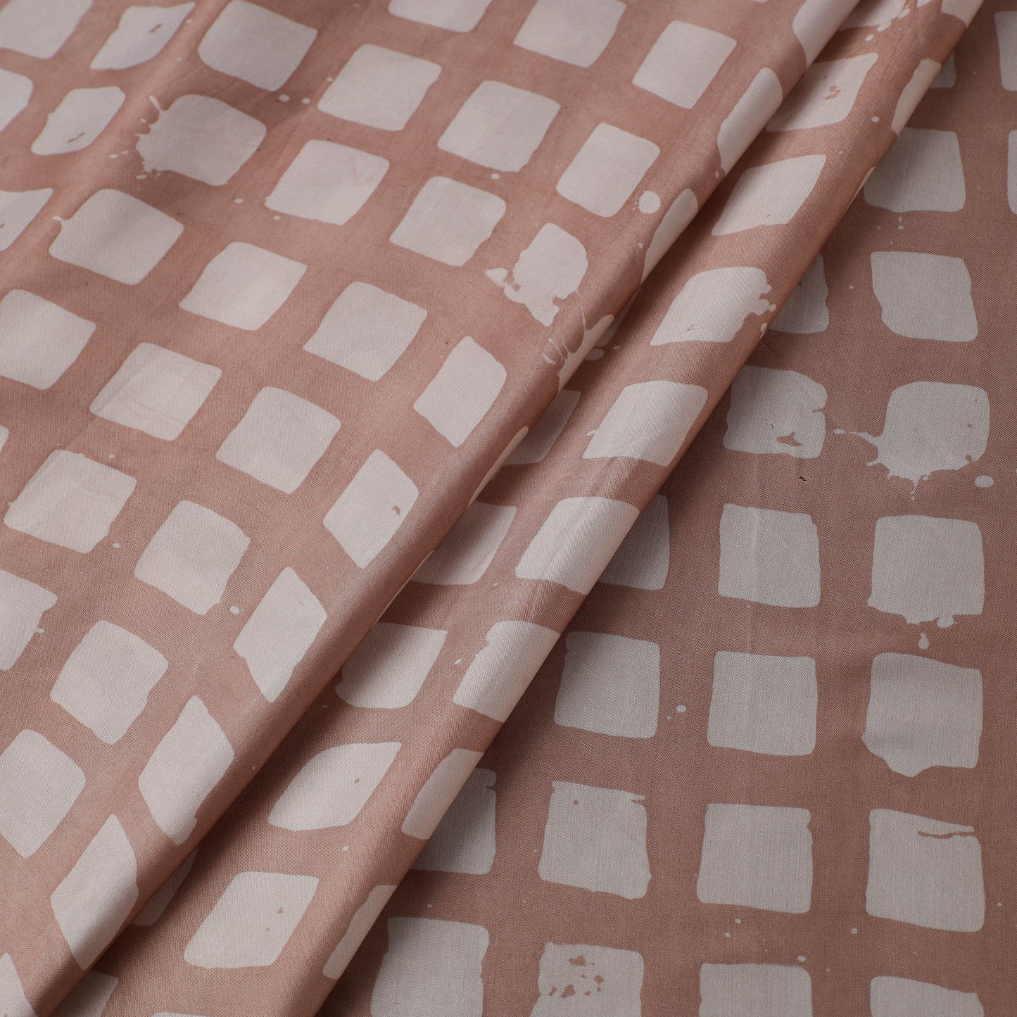 Brown - kutch batik modal silk fabric 05 - handcrafted