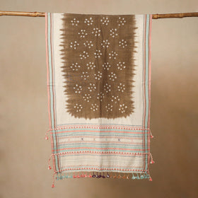 Brown Kutch Bhujodi Handloom Bandhani Organic Kala Cotton Stole