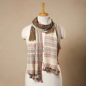 Brown Kutch Bhujodi Handloom Bandhani Organic Kala Cotton Stole