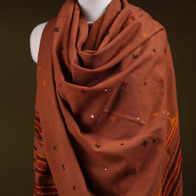 Brown - kutch bhujodi handwoven mirror work acrylic wool