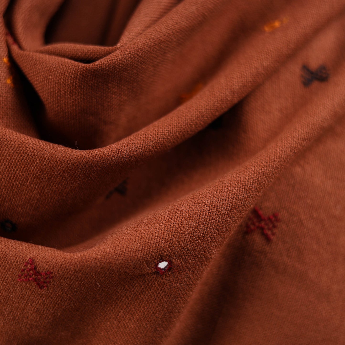 Brown - kutch bhujodi handwoven mirror work acrylic wool