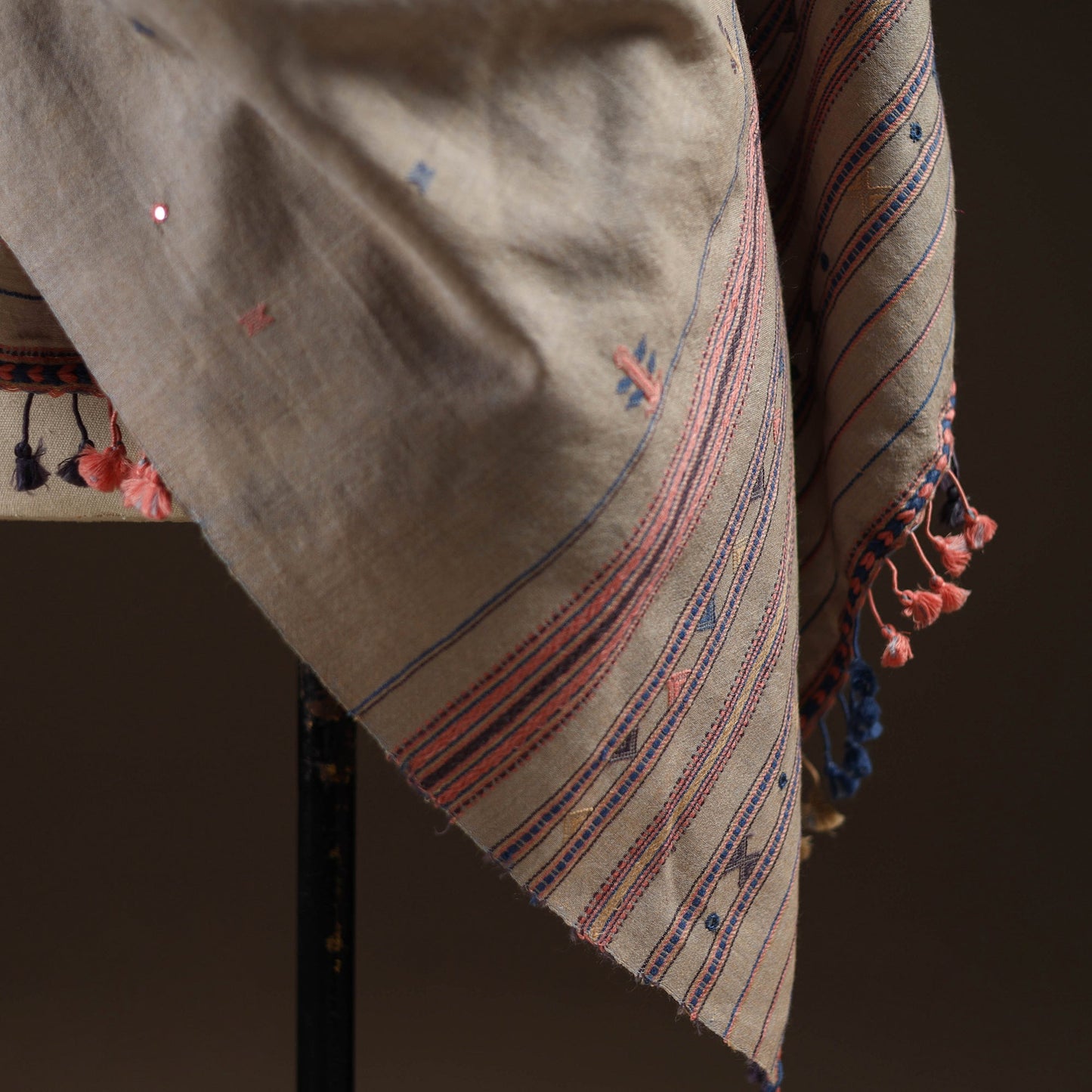 Kutch bhujodi mirror work handwoven merino wool shawl 32