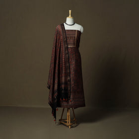 Kutch hand block ajrakh print natural dyed chanderi silk