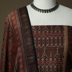 Kutch hand block ajrakh print natural dyed chanderi silk