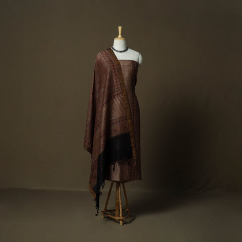 Kutch hand block ajrakh print natural dyed linen 2pc
