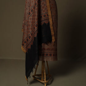 Kutch hand block ajrakh print natural dyed linen 2pc