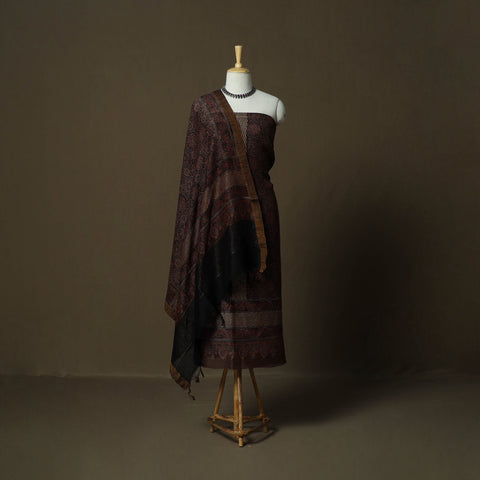Kutch hand block ajrakh print natural dyed linen 2pc