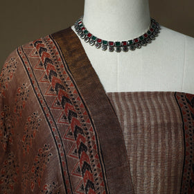 Kutch hand block ajrakh print natural dyed linen 2pc