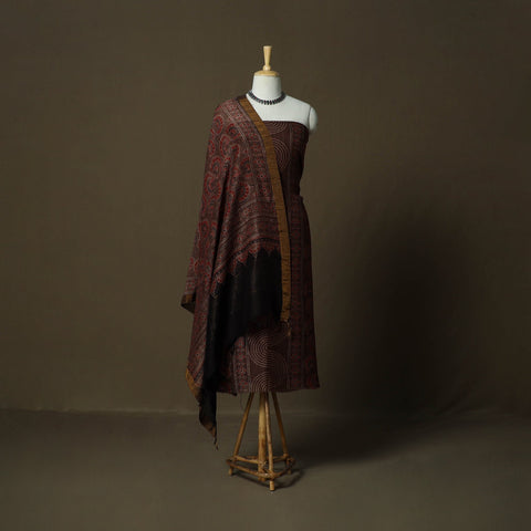Kutch hand block ajrakh print natural dyed linen 2pc