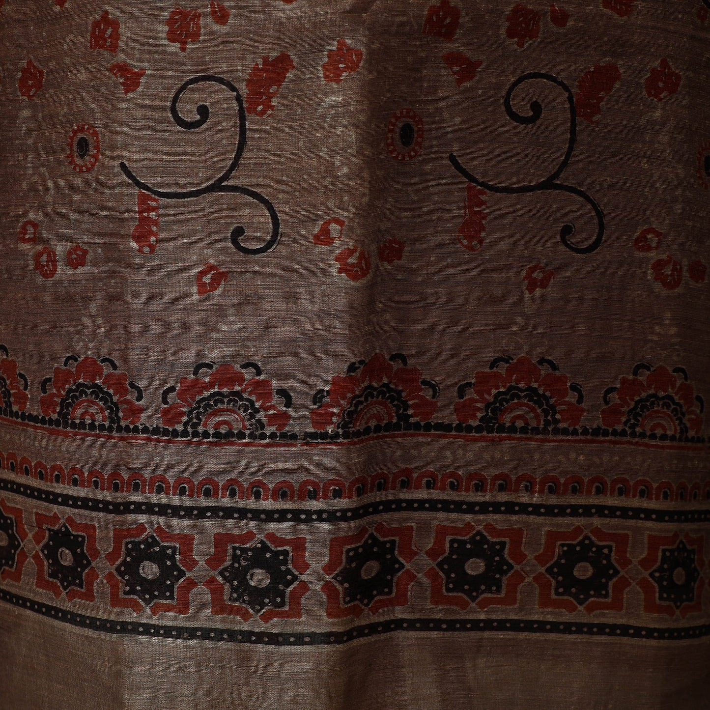 Kutch hand block ajrakh print natural dyed linen 2pc