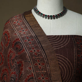Kutch hand block ajrakh print natural dyed linen 2pc